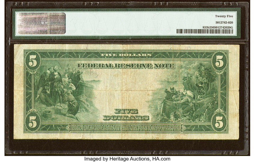 image for: Fr. 833b $5 1914 Red Seal Federal Reserve Note PMG Very Fine 25....