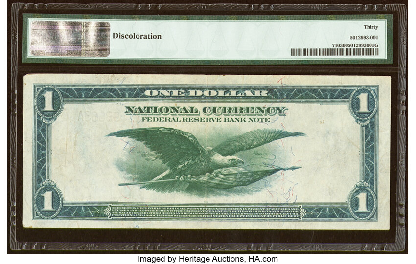 image for: Fr. 710 $1 1918 Federal Reserve Bank Note PMG Very Fine 30....