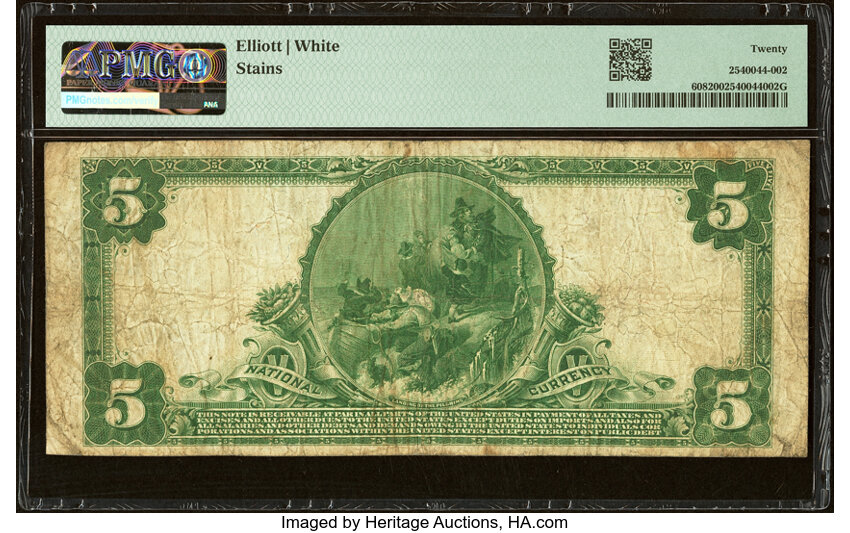 image for: North Belle Vernon, PA - $5 1902 Plain Back Fr. 608 The Peoples National Bank Ch. # 11995 PMG Very Fine 20....