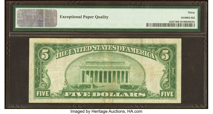 image for: Fr. 1525* $5 1928 Legal Tender Star Note. PMG Very Fine 30 EPQ....