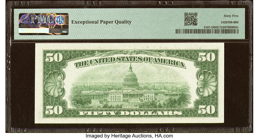 image for: Fr. 2107-D $50 1950 Federal Reserve Note. PMG Gem Uncirculated 65 EPQ....