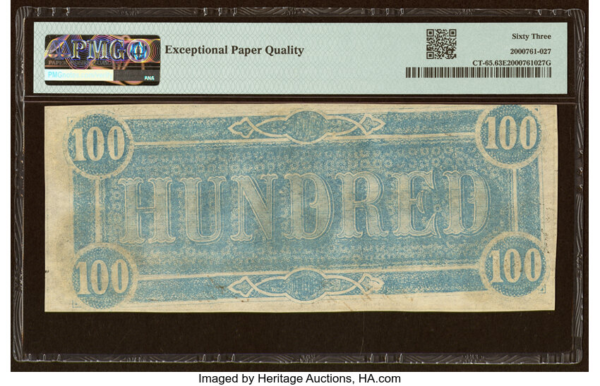 image for: CT65/491 $100 1864 "Havana Counterfeit" PMG Choice Uncirculated 63 EPQ....
