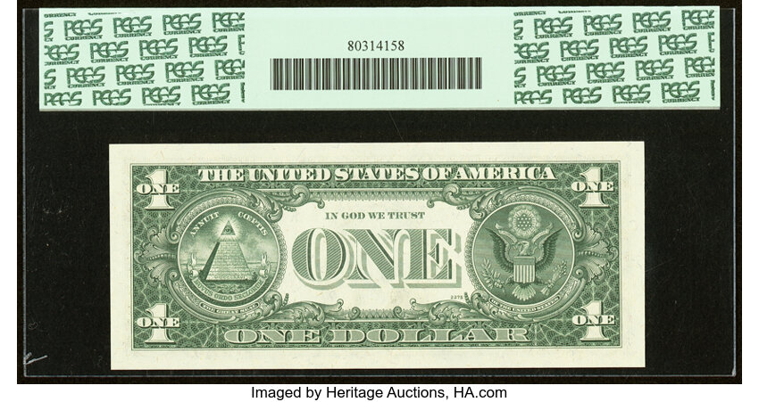 image for: Super Repeater Serial Number 98989898 Fr. 1909-K $1 1977 Federal Reserve Note. PCGS Superb Gem New 67PPQ....
