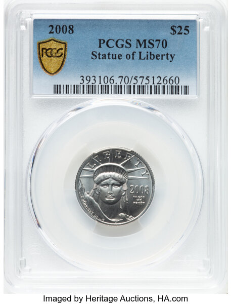 image for: 2008 $25 Quarter-Ounce Platinum Eagle MS70 PCGS.  CDN: $515.06 Whsle. Bid for NGC/PCGS MS70. ...