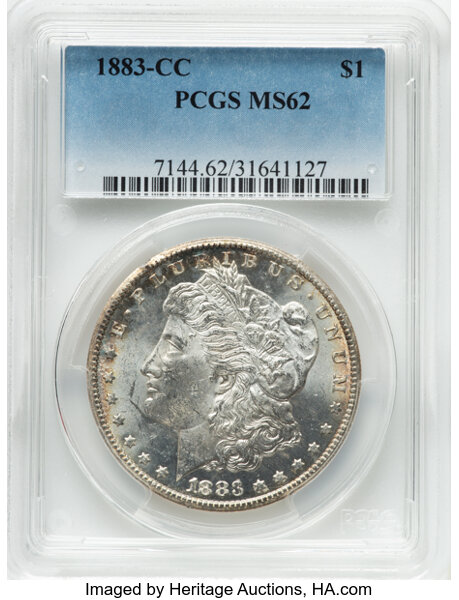 1883-CC $1 MS62 PCGS. CDN: $275 Whsle. Bid for NGC/PCGS MS62. Mintage 1,204,000. ...