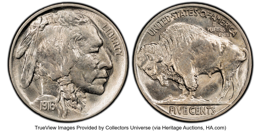 image for: 1916 5C No F, FS-401, MS63 PCGS. PCGS Population: 9 in 63, 16 finer (11/25). CDN: $420 Whsle. Bid for NGC/PCGS MS63....