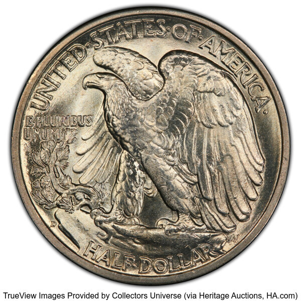 image for: 1939-D 50C Doubled Die Obverse, FS-101, MS66 PCGS. CAC. Formerly FS-008.459. PCGS Population: 10 in 66 (1 in 66+), 3 finer....