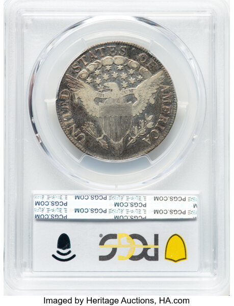 image for: 1807 50C Draped Bust, O-105, T-4, R.1, Fine 12 PCGS.  CDN: $440 Whsle. Bid for NGC/PCGS Fine 12. Mintage 301,076....