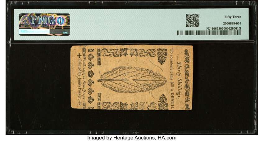 image for: New Jersey June 14, 1757 30s PMG About Uncirculated 53....