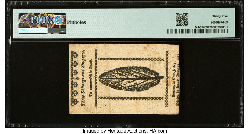 image for: New Jersey January 9, 1781 2s 6d PMG Choice Very Fine 35....