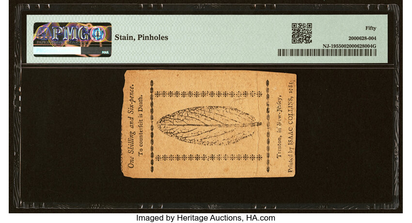 image for: New Jersey January 9, 1781 1s 6d PMG About Uncirculated 50....