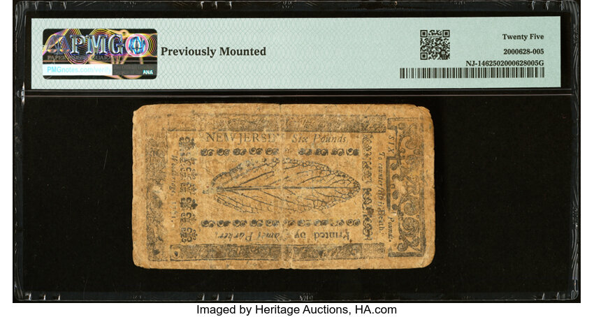 image for: New Jersey April 23, 1761 £6 PMG Very Fine 25....