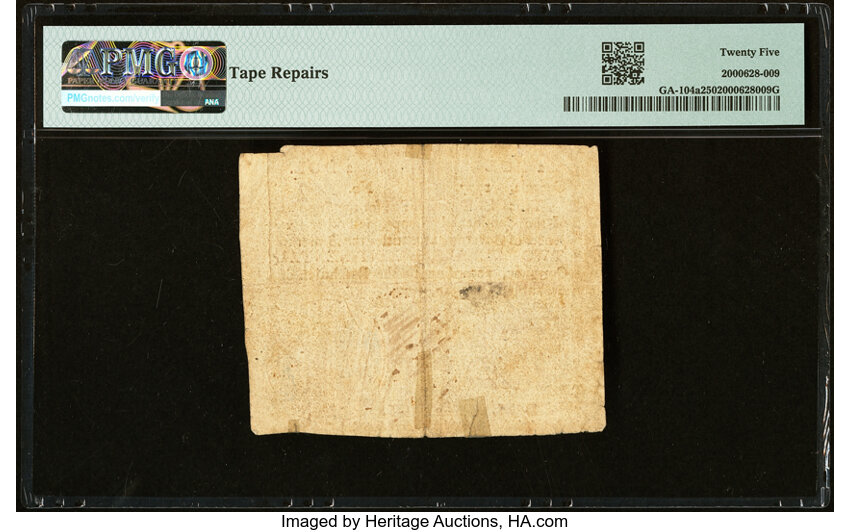 image for: Georgia June 8, 1777 $2 Red "in" PMG Very Fine 25....