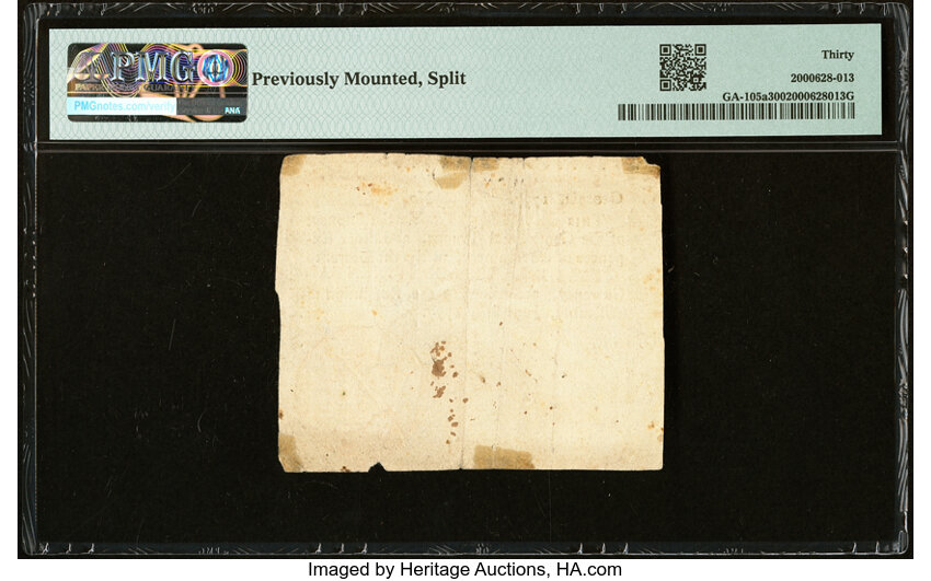 image for: Georgia June 8, 1777 $3 Red "in" PMG Very Fine 30....
