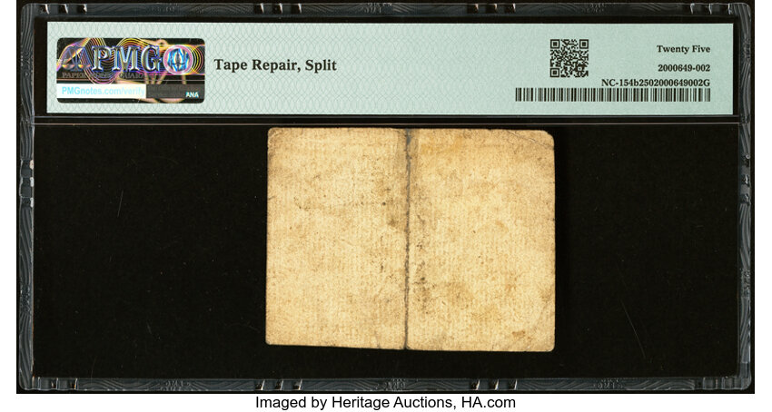 image for: North Carolina April 2, 1776 $1/8 Heron PMG Very Fine 25....
