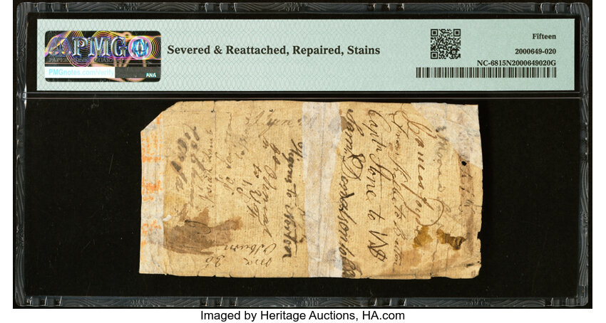 image for: North Carolina April 4, 1748 30s PMG Choice Fine 15 Net....