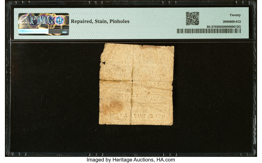 image for: Rhode Island May 22, 1777 $1/6 PMG Very Fine 20....