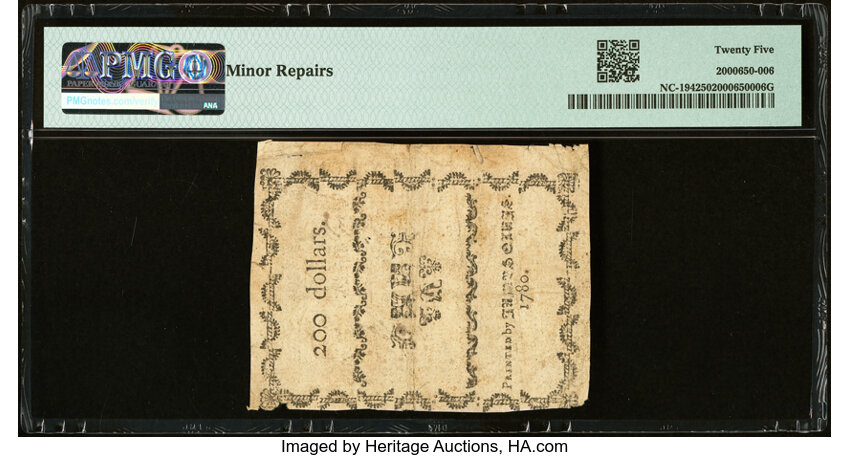 image for: North Carolina May 10, 1780 $200 Ut Quocunque Paratus PMG Very Fine 25....