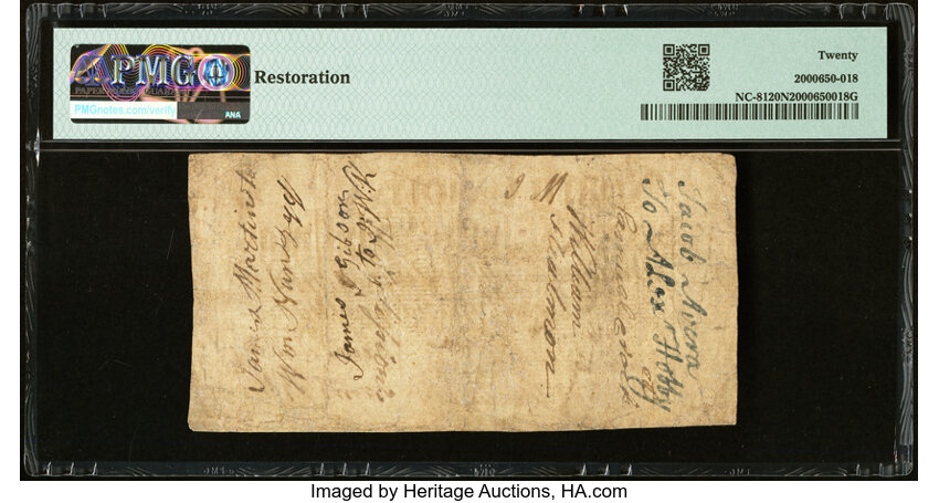 image for: North Carolina March 9, 1754 30s PMG Very Fine 20 Net....