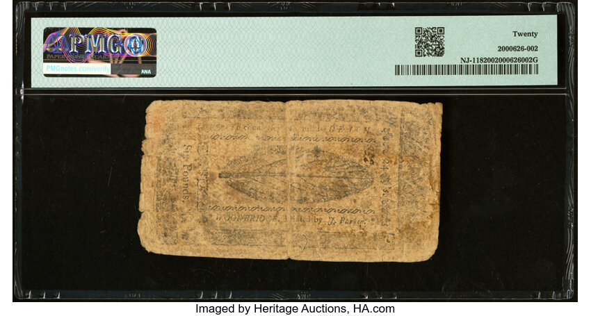 image for: New Jersey May 1, 1758 £6 PMG Very Fine 20....