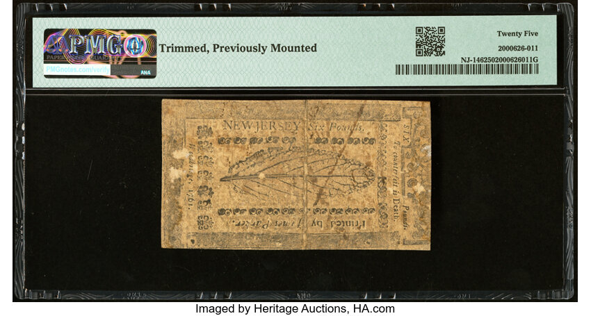 image for: New Jersey April 23, 1761 £6 PMG Very Fine 25....