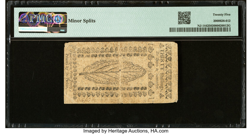 image for: New Jersey April 23, 1761 30s PMG Very Fine 25....