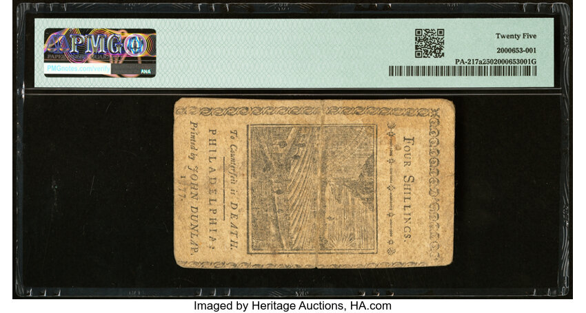 image for: Pennsylvania April 10, 1777 4s PMG Very Fine 25....
