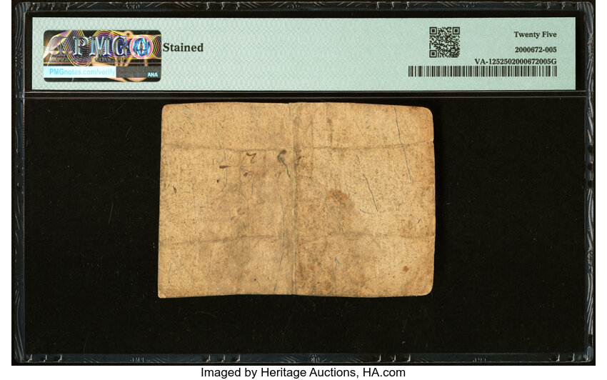 image for: Virginia October 20, 1777 $1 PMG Very Fine 25....