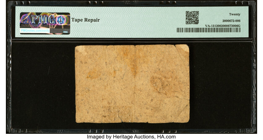 image for: Virginia October 20, 1777 $15 PMG Very Fine 20....