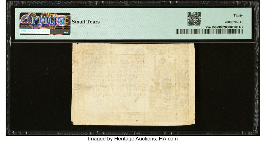 image for: Virginia May 4, 1778 (Dates Printed) $10 PMG Very Fine 30....