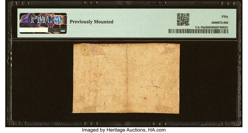 image for: Virginia July 17, 1775 £2 PMG About Uncirculated 50....