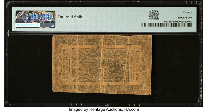 image for: Pennsylvania March 16, 1785 3d PMG Very Fine 20....