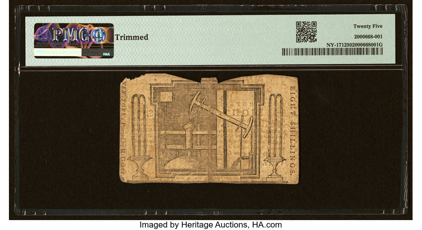 image for: New York August 25, 1774 (Water Works) 8s PMG Very Fine 25....