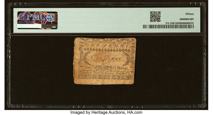 image for: New York- New York City February 20, 1790 1d PMG Choice Fine 15....