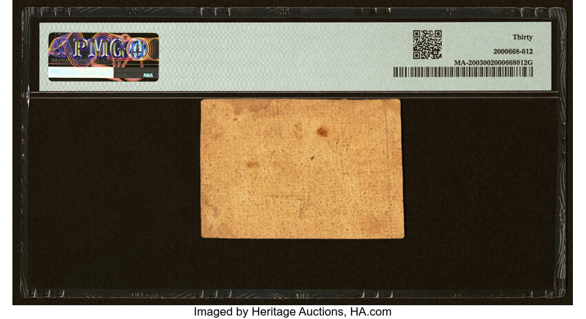 image for: Massachusetts June 18, 1776 2s 6d PMG Very Fine 30....