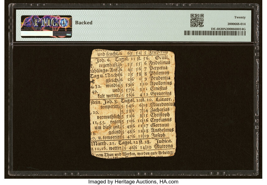 image for: Delaware June 1, 1759 20s PMG Very Fine 20 Net....