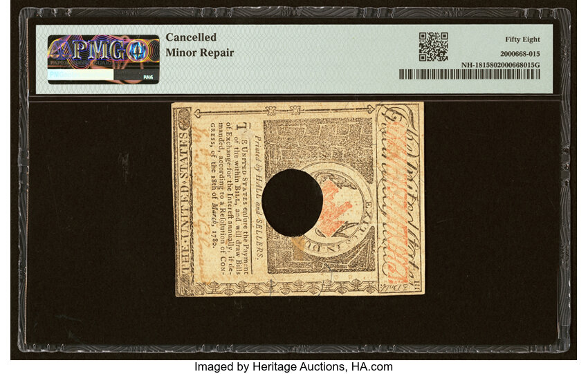 image for: New Hampshire April 29, 1780 $3 PMG Choice About Unc 58....