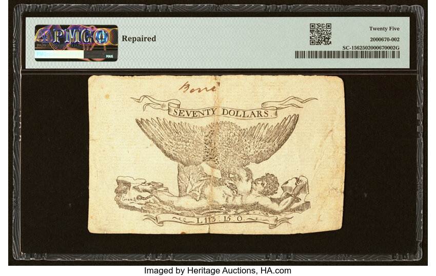 image for: South Carolina February 8, 1779 $70 PMG Very Fine 25....