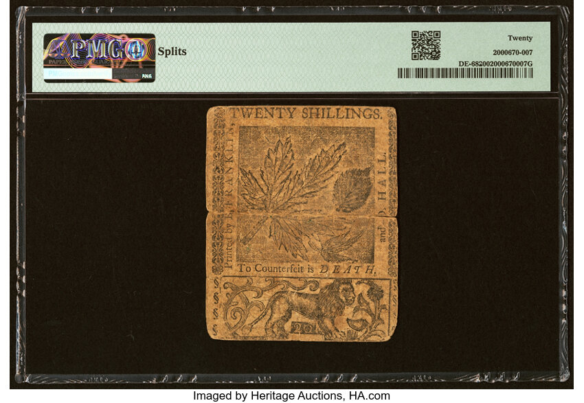 image for: Delaware June 1, 1759 20s PMG Very Fine 20....