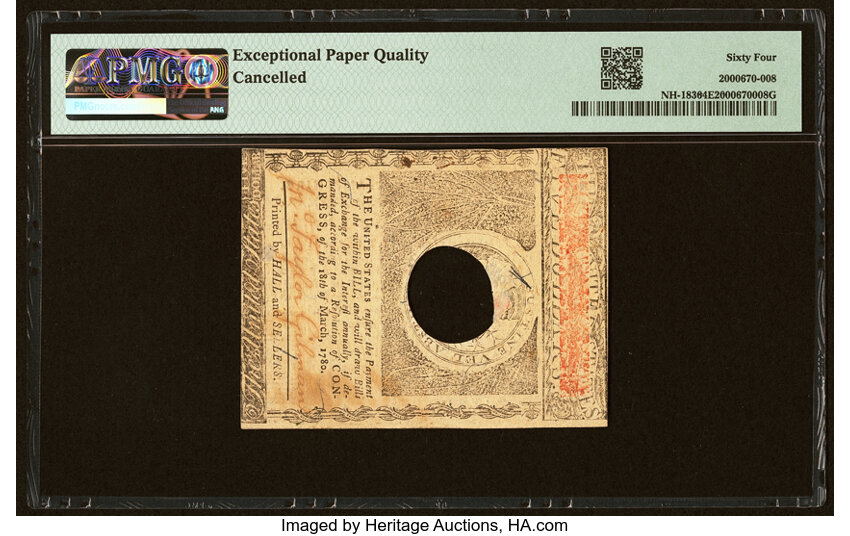 image for: New Hampshire April 29, 1780 $5 PMG Choice Uncirculated 64 EPQ....