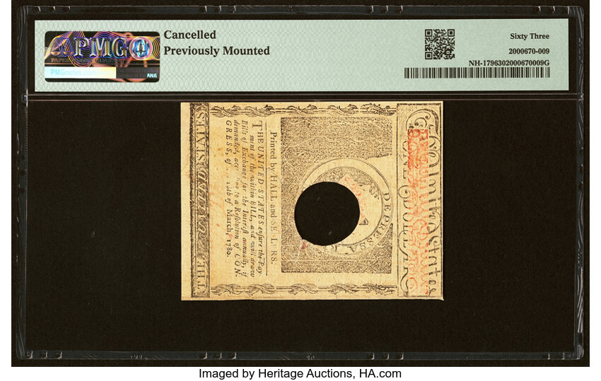 image for: New Hampshire April 29, 1780 $1 PMG Choice Uncirculated 63....