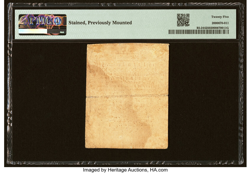 image for: Rhode Island September 5, 1776 $1/2 PMG Very Fine 25....