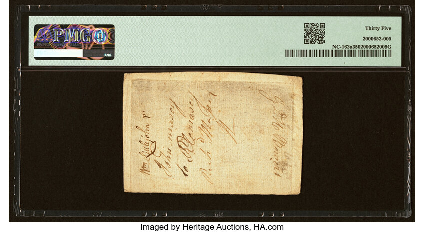 image for: North Carolina April 2, 1776 $5 Thrush PMG Choice Very Fine 35....