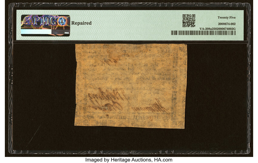 image for: Virginia March 1, 1781 $500 printed on thin laid paper PMG Very Fine 25....