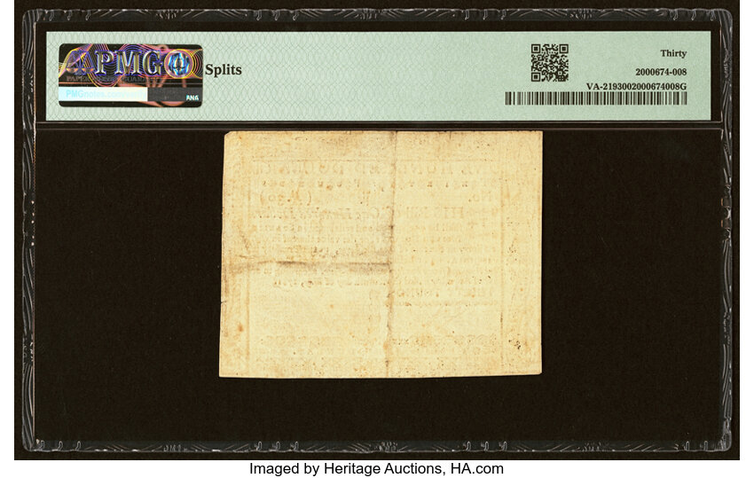 image for: Virginia May 7, 1781 $100 PMG Very Fine 30....