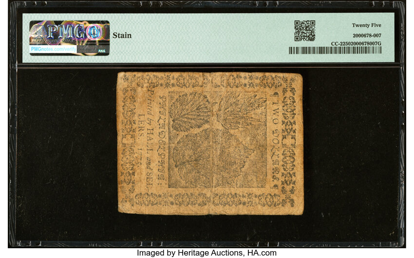 image for: Continental Currency May 10, 1775 $2 PMG Very Fine 25....