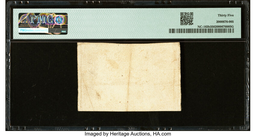 image for: North Carolina April 2, 1776 $6 Squirrel eating a nut PMG Choice Very Fine 35....