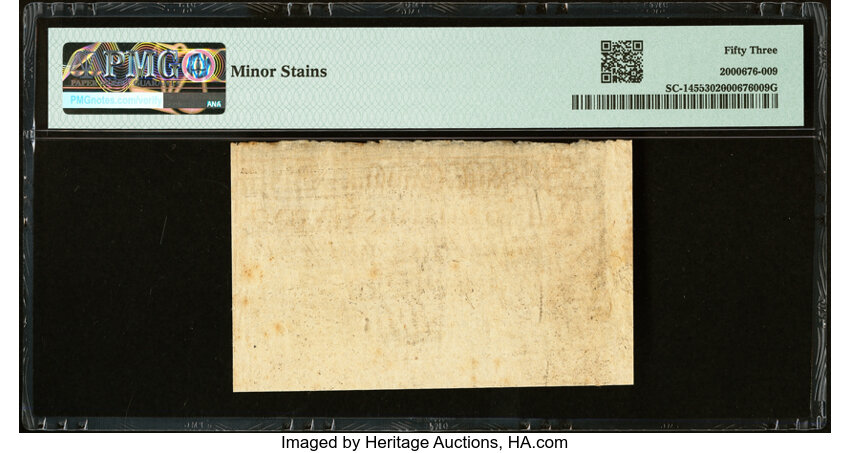 image for: South Carolina April 10, 1778 2s 6d Remainder PMG About Uncirculated 53....