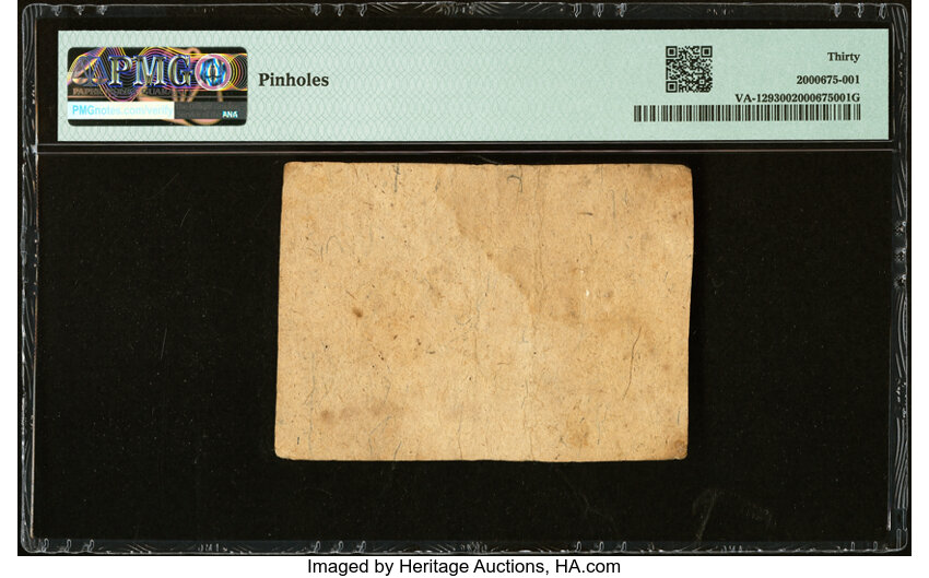 image for: Virginia October 20, 1777 $8 PMG Very Fine 30....