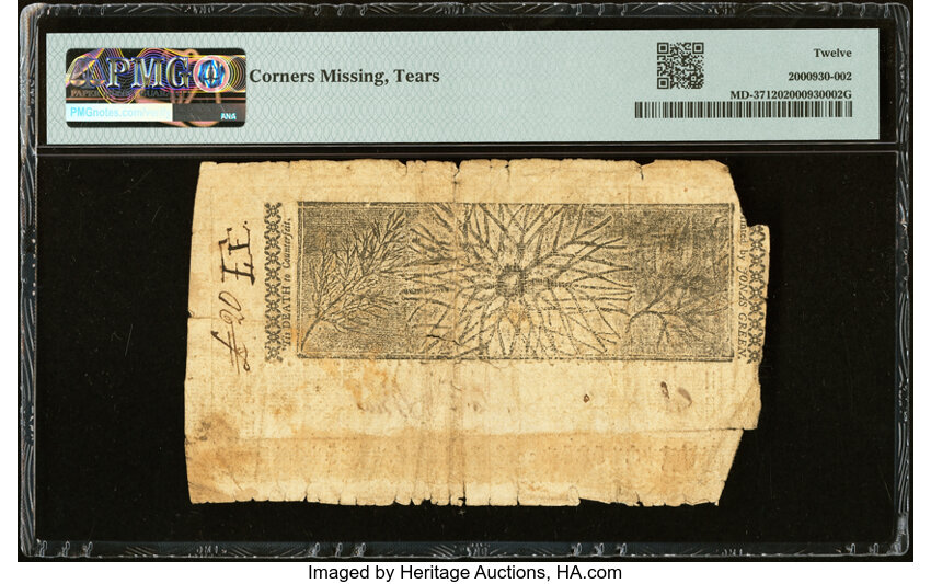 image for: Maryland July 14, 1756 20s PMG Fine 12....